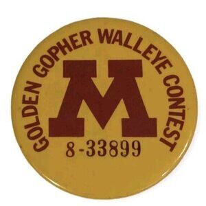 Golden Gopher Pinback Button Walleye Contest MN College University Minnesota Vtg